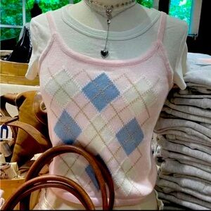 Brandy Melville Emma Argyle sweater Knit Tank Top